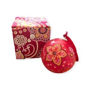 RARE Vera Bradley Glass Christmas Ornament in Raspberry Fizz
